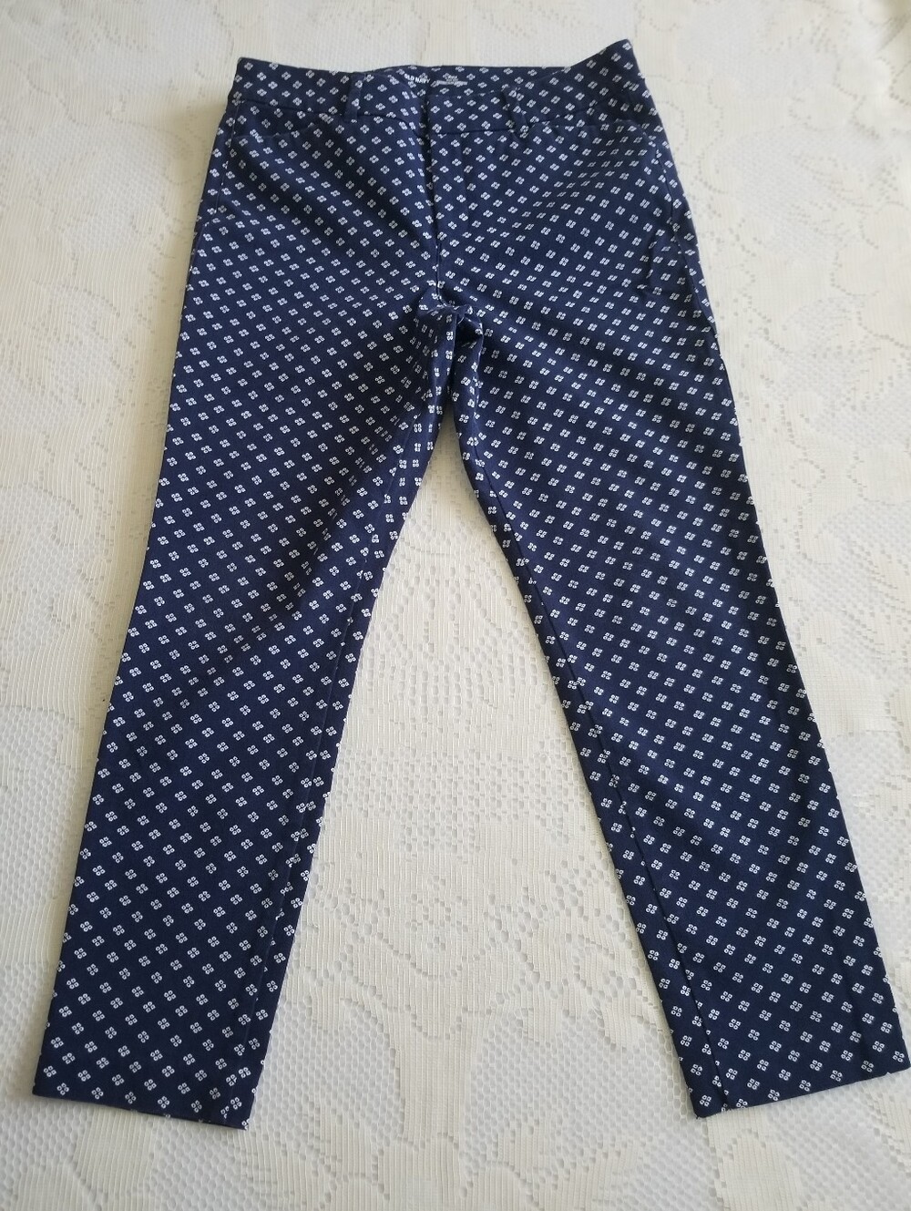 Old Navy Pixie High Rise Navy Patterned Pants Women's 10